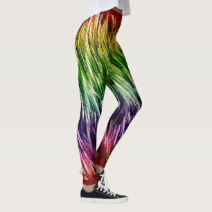Regenbogen-Emu-Federn Leggings