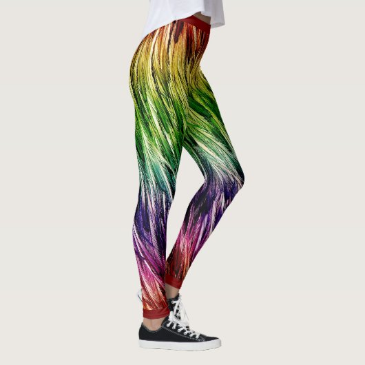 Regenbogen-Emu-Federn Leggings (Rechts)