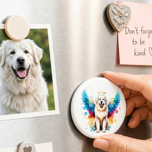 Regenbogen Engel Great Pyrenees Hund Wasserfarbe Magnet