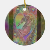 Regenbogen-Engel mit Herzen Keramik Ornament (Vorne)