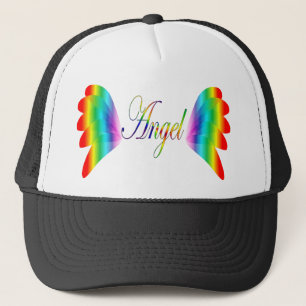 Regenbogen-Engels-Flügel mit dem Wort-Engel Truckerkappe