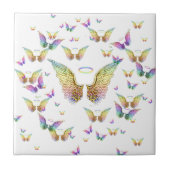 Regenbogen-Engels-Flügel und Halos Fliese (Vorderseite)