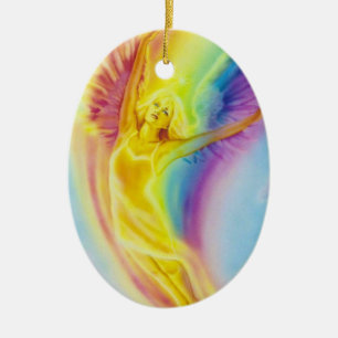 Regenbogen-Engels-Verzierung durch Lisa-Iris Keramikornament