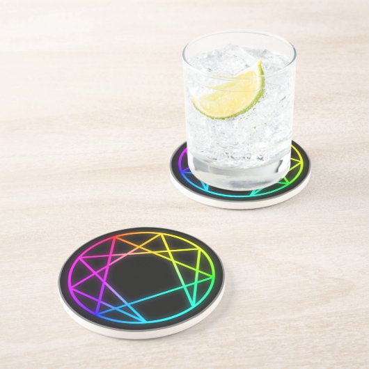 Regenbogen Enneagram Untersetzer (Seite)