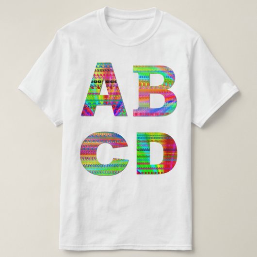 Regenbogen-Entwurf der Buchstabe-ABCD T-Shirt (Design vorne)