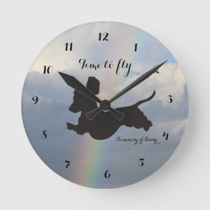 Regenbogen-Erinnerung-Dachshund-Wanduhr Runde Wanduhr