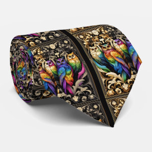 Regenbogen-Eule Art Deco Art Nouveau Krawatte