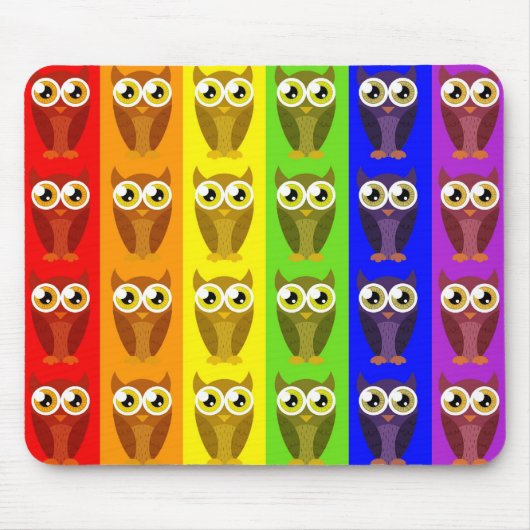 Regenbogen-Eulen Mousepad (Vorne)