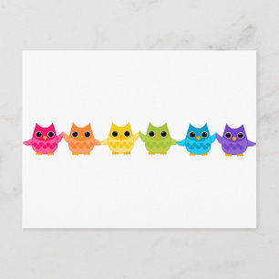 Regenbogen-Eulen Postkarte