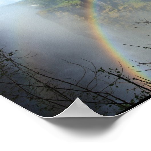 Regenbogen fällt Wasser Wasserfall Park Gold Poster (Ecke)