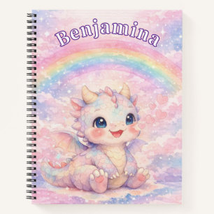 Regenbogen-Fantasie-Drache Süße rosa Herzen Mädche Notizblock