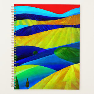 Regenbogen-Fantasie-Hügel-Landschaft Planer