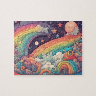 Regenbogen-Fantasiewelt Buntes Magisches Königreic Puzzle
