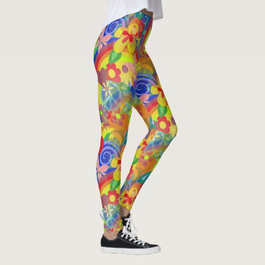 Regenbogen-Farben des Blumen-Powers Leggings (Rechts)