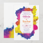 Regenbogen-Farben-Explosion-Hochzeit Einladung (Vorne/Hinten)
