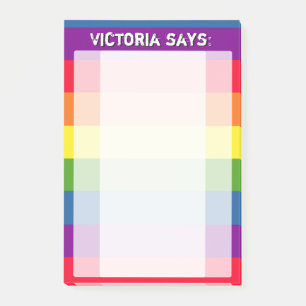 Regenbogen-Farben mit kundenspezifischem Text Post-it Klebezettel