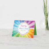 Regenbogen-Farben Striped Sonnendurchbruch danken Dankeskarte (Vorderseite)