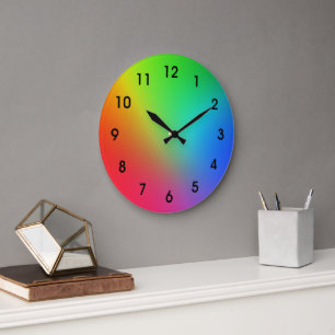 Regenbogen-Farbenverlauf Große Wanduhr