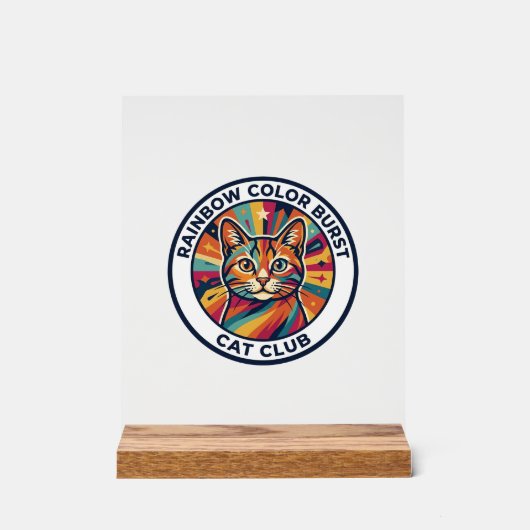 Regenbogen-Farbexplosion Katze Süße Kitty Design - Acrylschild (Vorderseite)