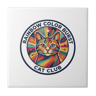 Regenbogen-Farbexplosion Katze Süße Kitty Design - Fliese