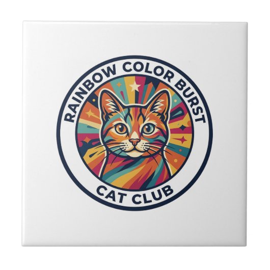 Regenbogen-Farbexplosion Katze Süße Kitty Design - Fliese (Vorderseite)
