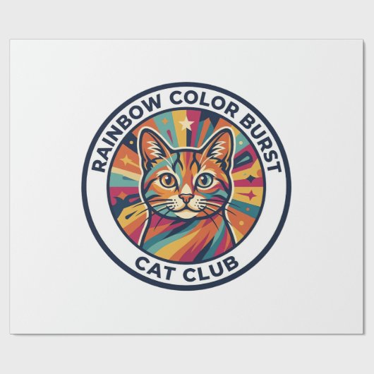 Regenbogen-Farbexplosion Katze Süße Kitty Design - Geschenkpapier (Flach)