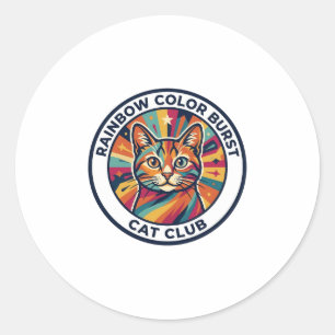 Regenbogen-Farbexplosion Katze Süße Kitty Design - Runder Aufkleber