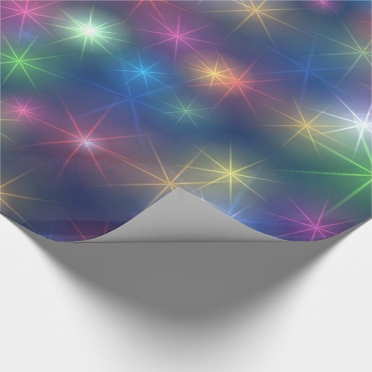 Regenbogen-Farbfestliche Weihnachtssterne Geschenkpapier (Ecke)