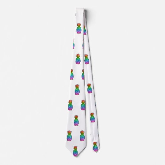 Regenbogen farbige Ananas Krawatte (Vorderseite)