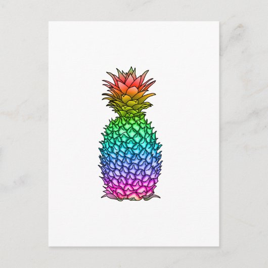 Regenbogen farbige Ananas Postkarte (Vorderseite)