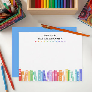 Regenbogen-Farbige Bücher Benutzerdefinierte Schul Mitteilungskarte