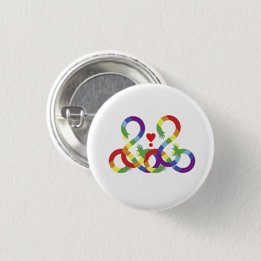 Regenbogen, farbige Hände. Button (Vorne & Hinten)
