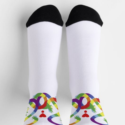 Regenbogen, farbige Hände. Crew Socken (Oben)