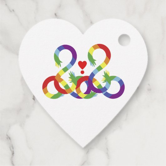 Regenbogen, farbige Hände Geschenkanhänger (Rückseite)