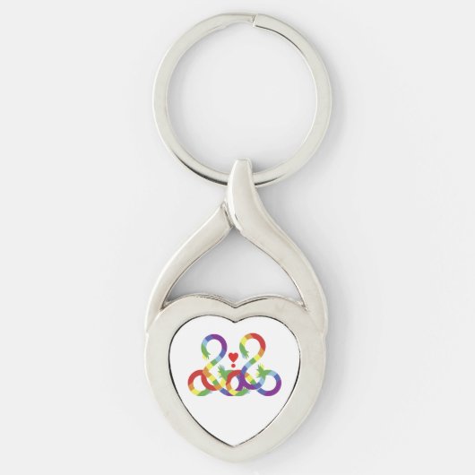 Regenbogen, farbige Hände. Metallschlüsselanhänger Schlüsselanhänger (Vorderseite)