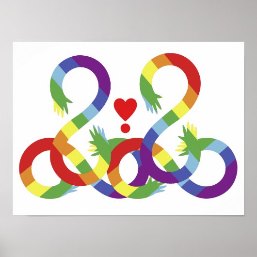 Regenbogen, farbige Hände Poster (Vorne)