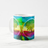 Regenbogen farbiger Baum des Lebens Kaffeetasse (Vorderseite Links)
