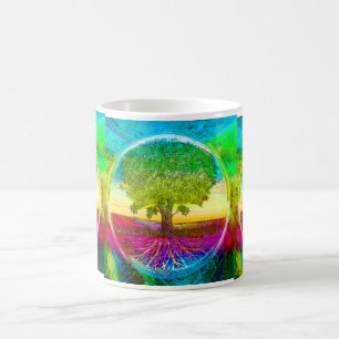 Regenbogen farbiger Baum des Lebens Kaffeetasse