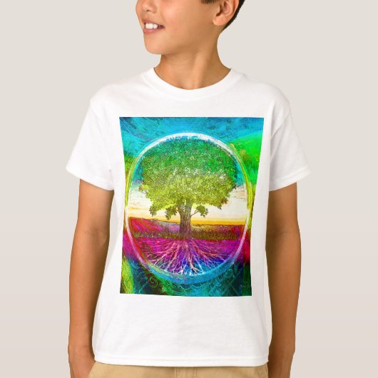 Regenbogen farbiger Baum des Lebens T-Shirt (Vorderseite)