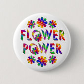 Regenbogen farbiger Blumen-Power Button (Vorderseite)