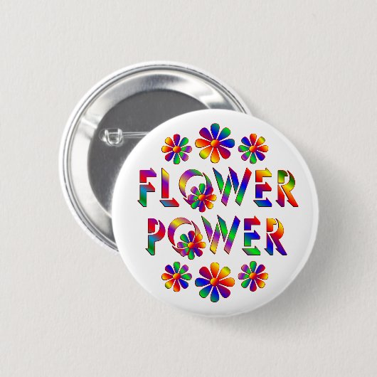 Regenbogen farbiger Blumen-Power Button (Vorne & Hinten)