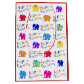 Regenbogen farbiges Cartoon-Elefant-alles Gute zum Mittlere Geschenktüte (Vorderseite)