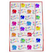 Regenbogen farbiges Cartoon-Elefant-alles Gute zum Mittlere Geschenktüte (Rückseite)