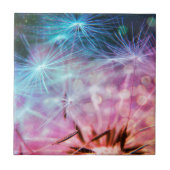 Regenbogen farbiges Löwenzahn-Hauch-Schwimmen Fliese (Vorderseite)