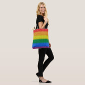 REGENBOGEN farbiges strickendes nahtloses Muster Tasche (Am Model)