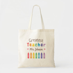 Regenbogen-Farbkrayons-Tasche 'Greatest Teacher' Tragetasche