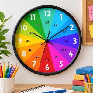 Regenbogen-Farbpalette „Bold“ Lernen Sie, die Zeit Uhr