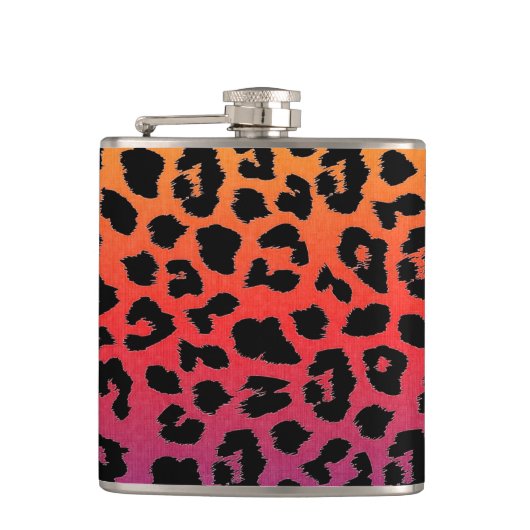 Regenbogen-Farbphantasie-Leopard-Druck-Muster Flachmann (Vorderseite)