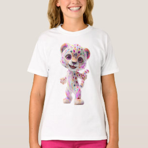 Regenbogen-Farbspritzer-Leopard-Kind T-Shirt