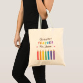 Regenbogen-Farbstifte Bester Lehrer Tragetasche (Vorderseite (Produkt))